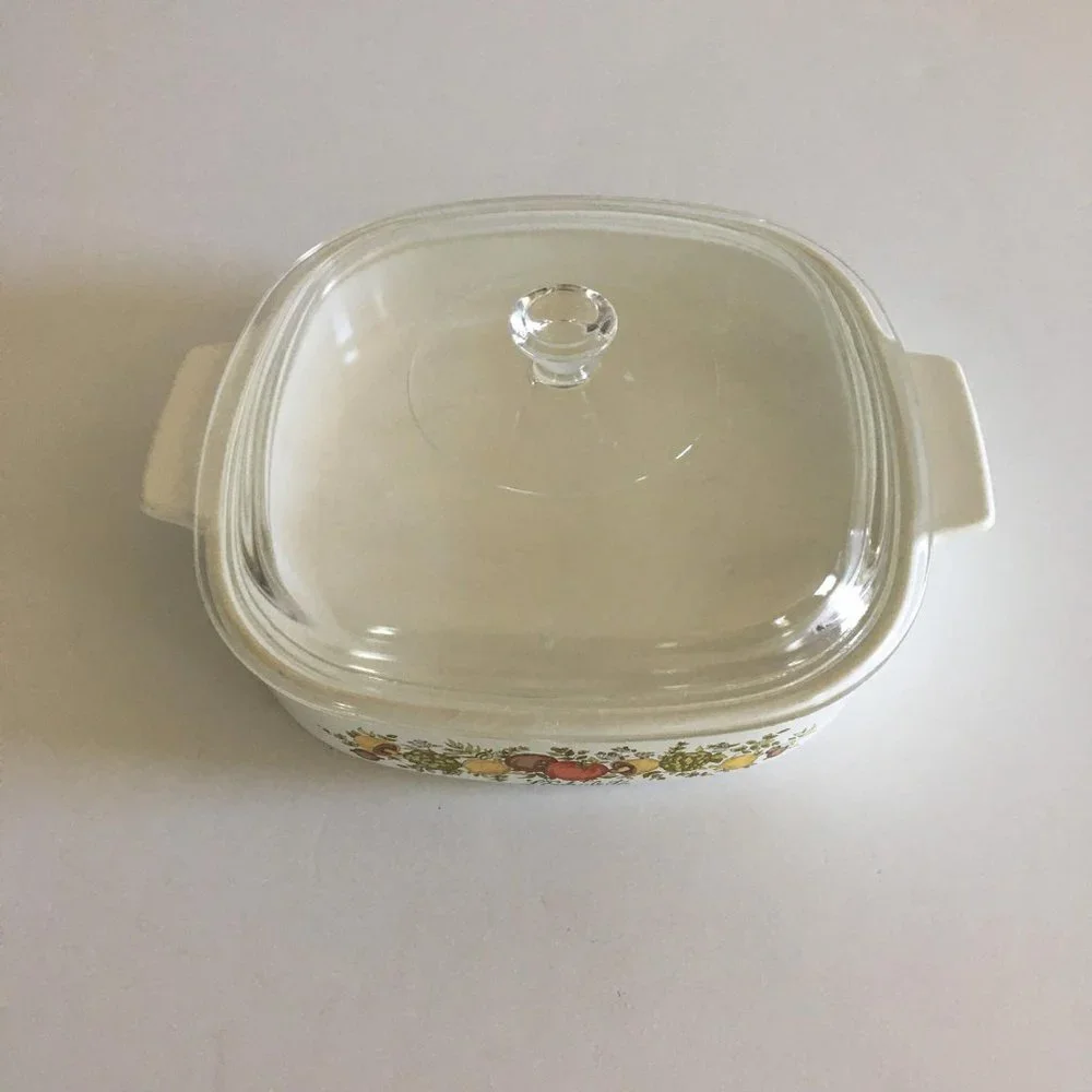 Vintage Corning Ware Spice of Life Baking Dish A-8-B with Lid - 1970s
